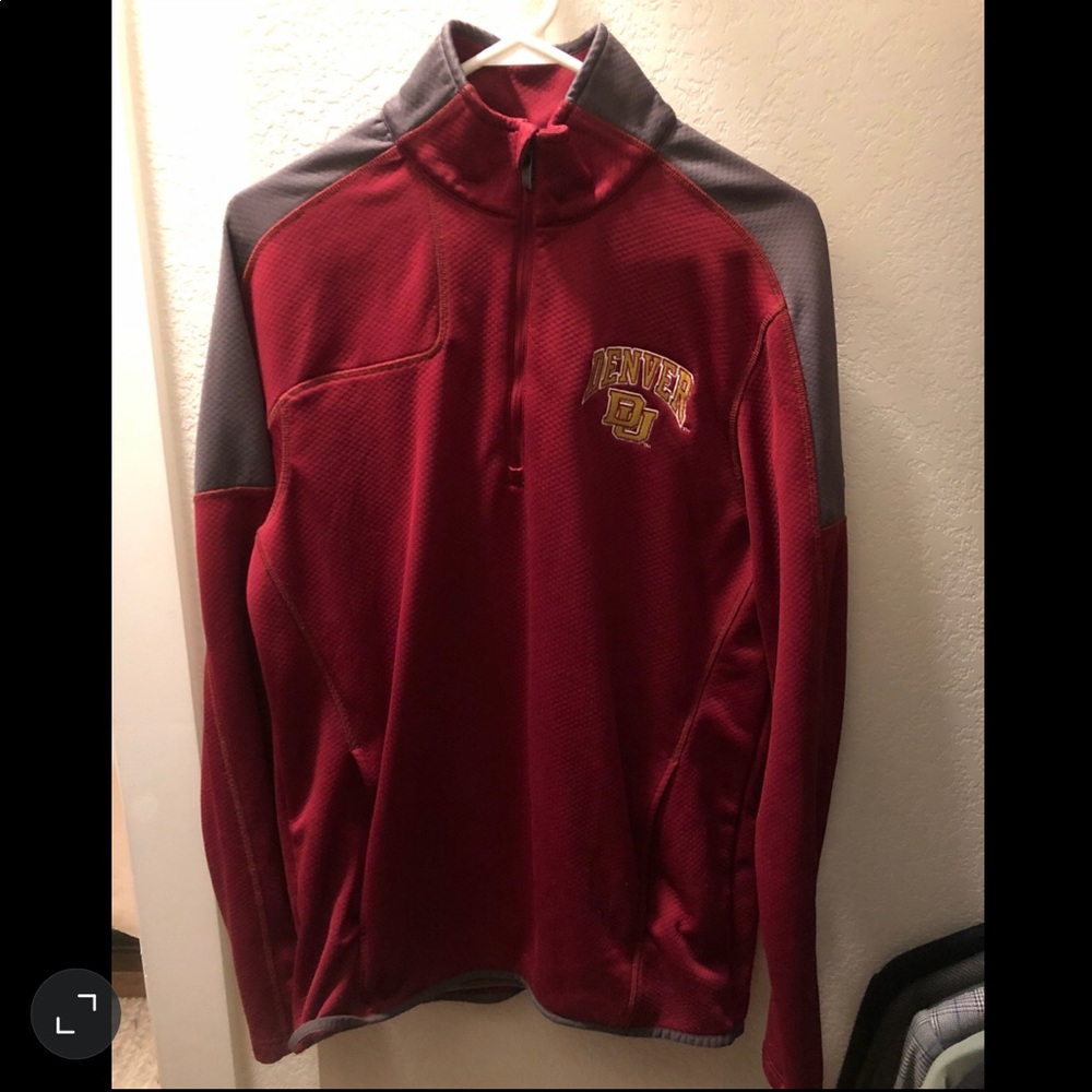University of Denver crimson pullover w/ zip.